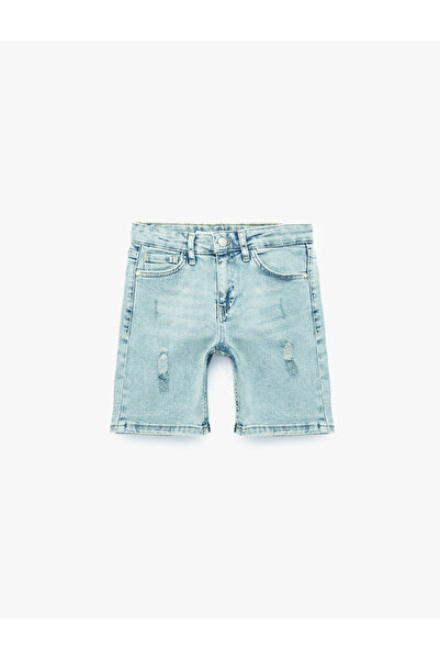 Koton Cotton Adjustable Elastic Bermuda Denim Shorts