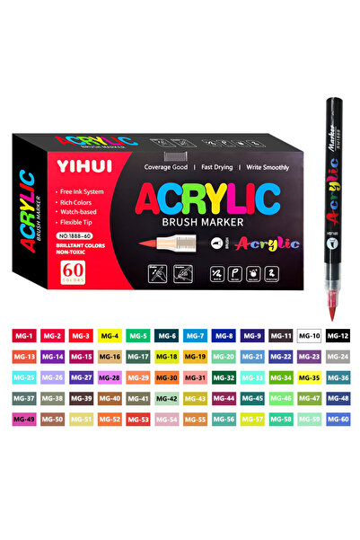 Choice 60 Pcs 12/24/36/48/60 Colors Acrylic Paint Pens Markers Brush Tip Pain...