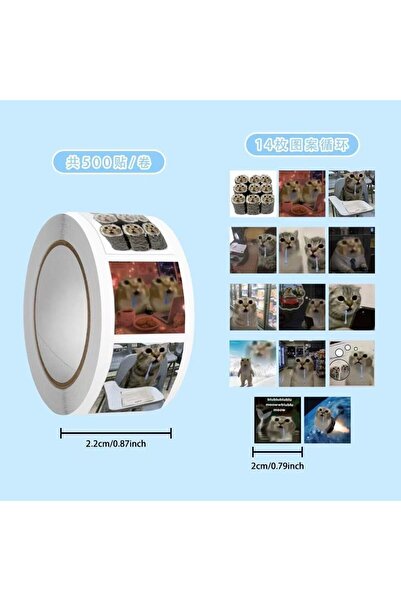 Choice AA 500Pcs Viral Saliva Cat Meme Roll Stickers Funny Internet Kitten De...