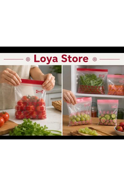 IKEA LOYA STORE ISTAD kilitlenebilir buzdolabı poşeti, kırmızı-pembe, 2,5 lt ve 1,2 lt, 50 adet
