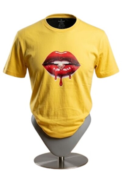 OEM Women's sports t-shirt with print, yellow color, XL size