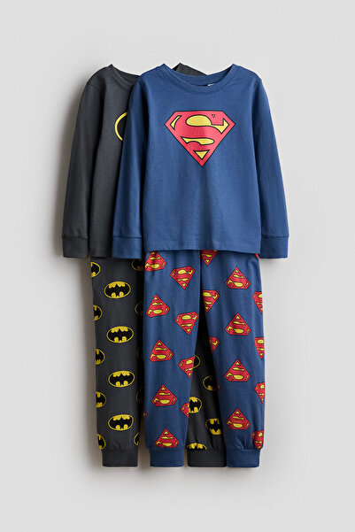 H&M 2'li Pamuklu ve Baskılı Pijama Takımı