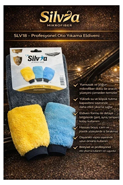 Caribre SİLVİA Oto Yıkama Eldiveni | Profesyonel Araç Yıkama ve Hassas Temizlik Mikrofiber Eldiveni