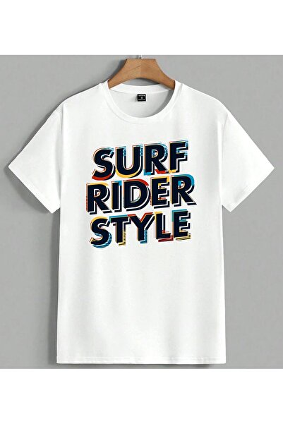 ELFERA Surf Rider Style Graphic Colorful Printed Unisex Oversize T-Shirt White