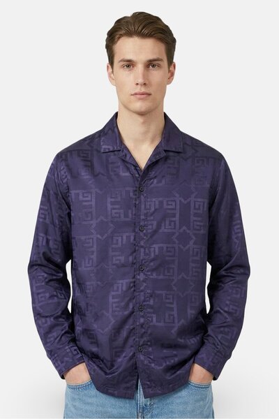 The Giving Movement Men Regular Fit Jaquard Pattern Long Sleeve Casual Shirt,...