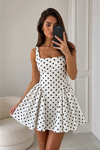 prettybrand Women's babydoll dress with polka dots