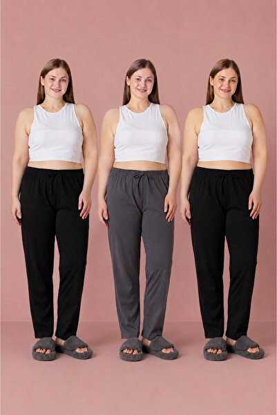 LOTTEBELLA 3-Pack Plus Size Cotton Thin Breathable Fabric Pajama Bottoms