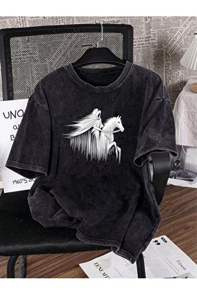 HOFFNUNG Unisex velika vintage oprana ulična modna pamučna majica opuštenog k...