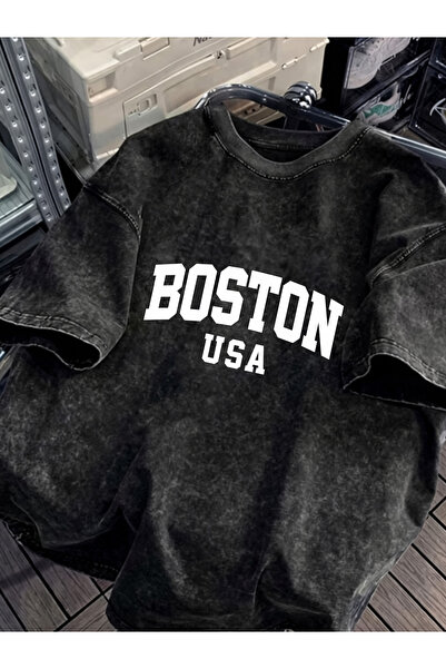 HOFFNUNG Unisex Oversize Vintage Washed Street Style Μόδα του δρόμου Βαμβακερ...