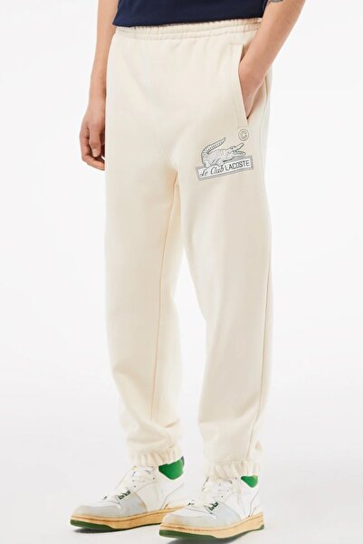 Lacoste Neo Heritage Organic Cotton Relaxed Fit Beige Sweatpants Men's Relaxe...