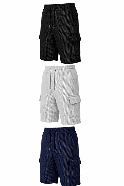 SURMARİ Set de 3 pantaloni scurți unisex, confortabili, cu buzunare cargo și ...