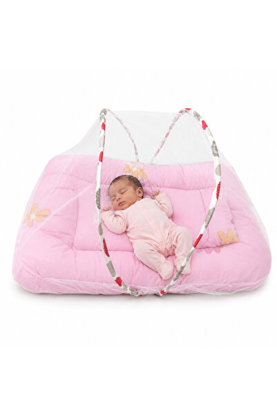 Generic Brand Portable Newborn Mattress with Mosquito Net and Pillow, Pink Color