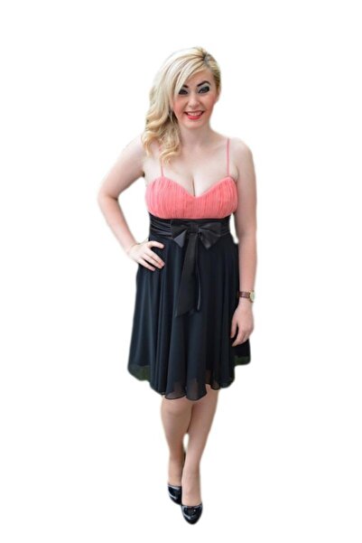 OEM Rochie rafinata , de culoare neagra ,cu top corai