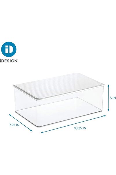 Interdesign صندوق تخزين بلاستيكي كبير للحمام من iDesign 39810 Med+ مع غطاء، م...