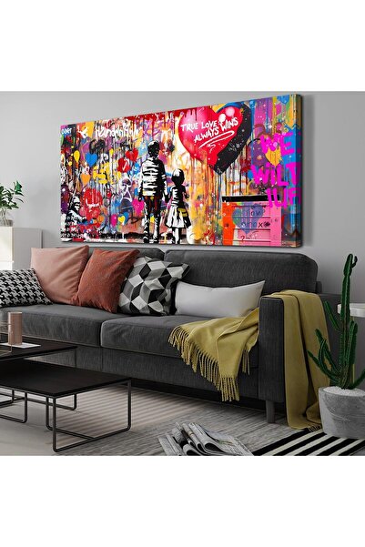 HOME MODE True Love Always Wins Graffiti Canvas Wall Art | 50x100 Inches Gall...