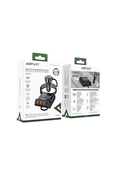 Acefast Fast Charge Car HUB Charger B11 (1xUSB-C+3xUSB-A) 138W