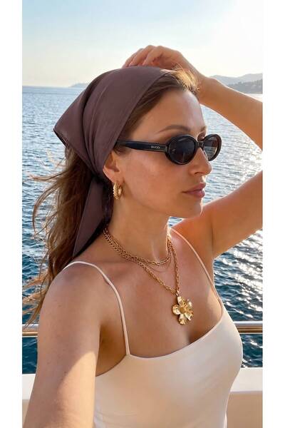 Goldmine Unisex %100 Pamuk Bandana Düz Kahverengi