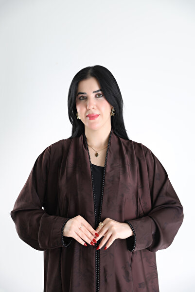 YOU ABAYA عباية غزلان قماش جاكار حرير قصة نص كلوش | عنابي