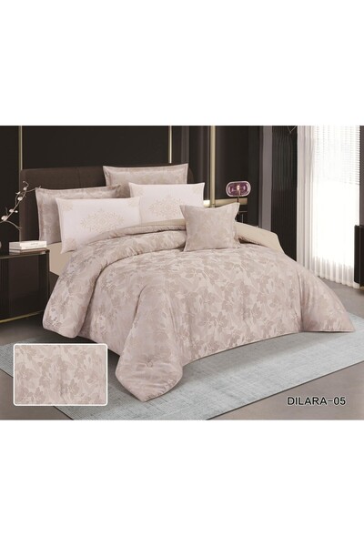 Red Rose مفرش نفر ونص صيفي 5 قطع بتطريز فاخر بتصميم عصري وخياطة مبطنة هندسية،...
