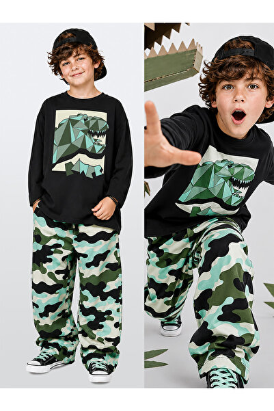 Denokids Boy's Suit Dinosaur Printed Camouflage Pants 100% Cotton (Ages 5-11)
