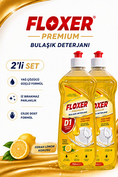 Sıvı Bulaşık Deterjanı Limon Kokulu Yoğun Konsantre 750 ml x 2 Adet | Elde Yıkama Bulaşık Deterjanı D1
