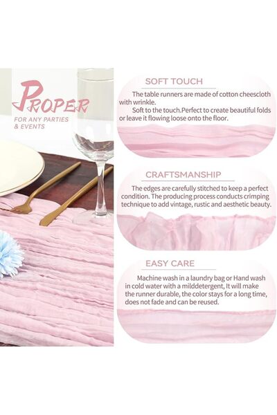 MAKINGTEC Cheesecloth Table Runner 35 x 118 Inch Gauze Tablecloth Boho Weddin...