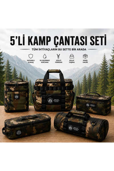 talentteles CAMO 5'Lİ KAMP ÇANTASI SETİ
