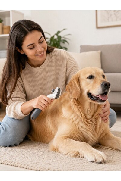 TemizlikMağazam One-Key Easy Cleaning Press-Type Cat Dog Comb Hair Collector ...