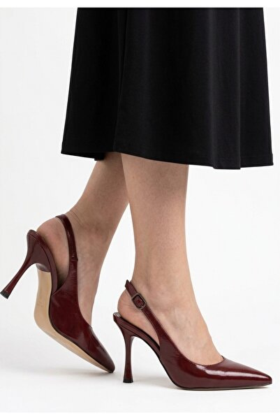 ALFA AKSESUAR 03 Kentay Burgundy Leather Heeled Shoes