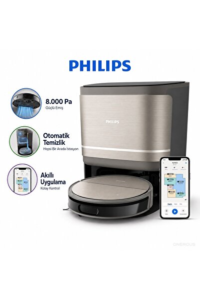 Philips Yeni HomeRun 9000 Serisi Robot Süpürge, Islak ve Kuru Temizlik, Bakte...