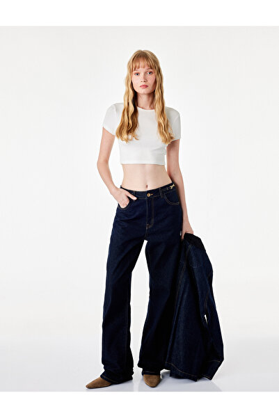 Koton High Waist Straight Wide Leg Jeans - Straight Fit Jeans
