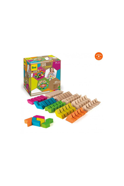 Erzi Cuburi din lemn GeoBlox MaxiMix 60 buc.