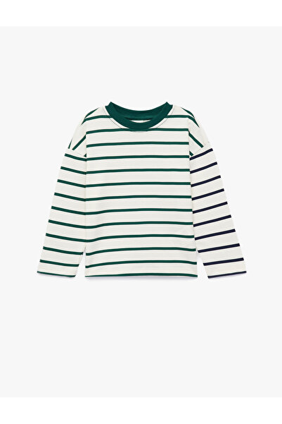 Koton Cotton Long Sleeve Crew Neck Striped T-Shirt