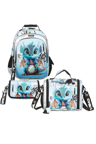 high value Chimola Frost Dragon 3'lü Okul Çanta Seti