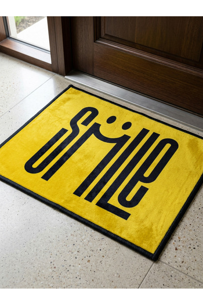 RUGRUMBA Non-Slip Sole Positive Energy Themed Washable Door Front-Bathroom Ma...