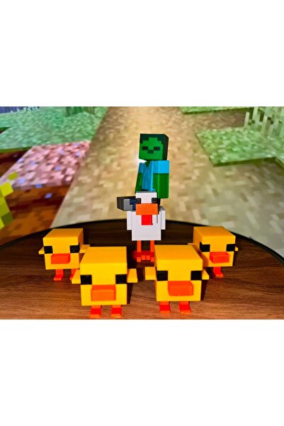 Yakamoz 3d Minecraft Zombi,Tavuk ve 4 Civciv 6 parçalı set
