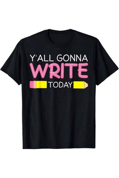 29CUN Men'S Funny "Y'all Gonna Write Today" T-Shirt - Retro Humor Graphic Tee...