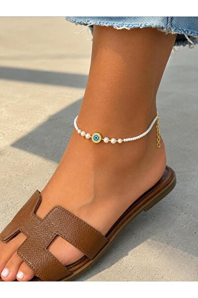 Ceso Accesories ✨ Nazar Boncuklu İnci Boncuklu Halhal – Ayarlanabilir Gold De...