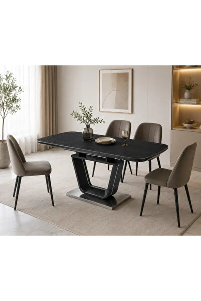 on home Extendable Dining Table – Luxurious Design in Marble Black