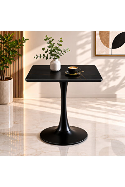 on home طاولة مقهى مستديرة 80 × 80 سم - أسود