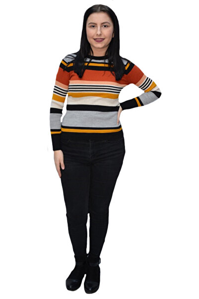 OEM Bluza casual Vera ,model cu dungi multicolore,gri