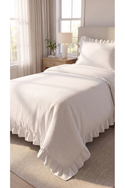 RH Rosehan 100% Cotton Ruffled Duvet Cover Set with Elastic Sheet Single Size...