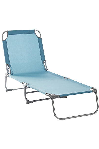 Danex Sezlong pliant , 186 x 56 cm, pentru plaja sau gradina, albastru, capac...