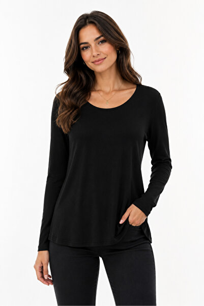 İyisini İstersen Women's Black Color Long Sleeve Full Lycra Plus Size Blouse
