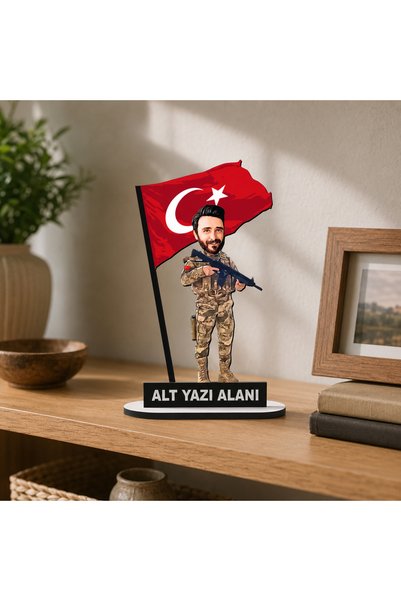 MK Sanart Fotoğraftan Kişiye Özel Asker Karikatürlü Biblo
