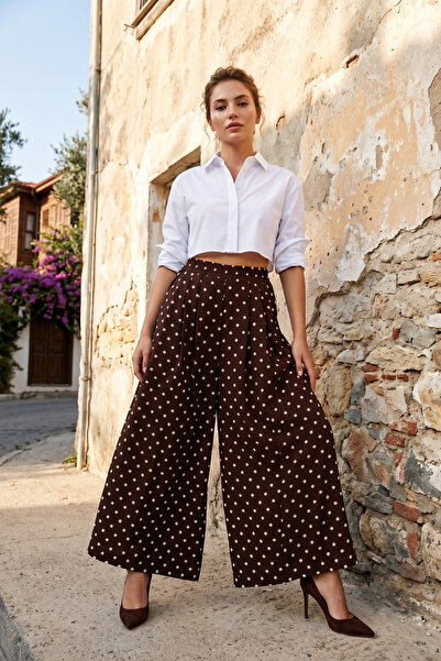 royal prime Women's Polka Dot Wide Leg Skirt Trousers