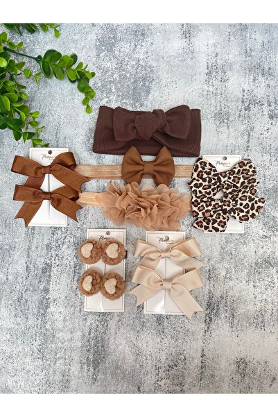 pempem bandana Djevojčica, dete, smeđa leopard bandana, set kopči