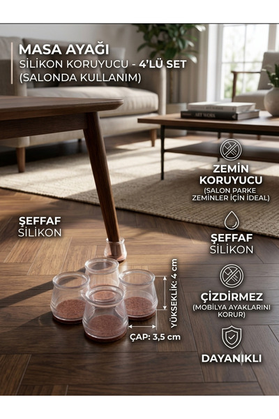 Silvanature Silikon Keçeli Ayak Koruyucu | Masa Pabucu | Keçeli Kaydırmaz Zem...