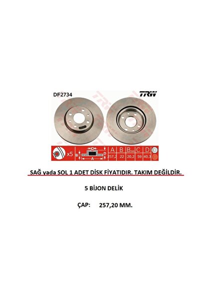 TRW ÖN FREN DİSKİ DOBLO 1 PUNTO 2 PANDA 2 BRAVO 2 500 LİNEA FİORİNO NEMO BİPP...