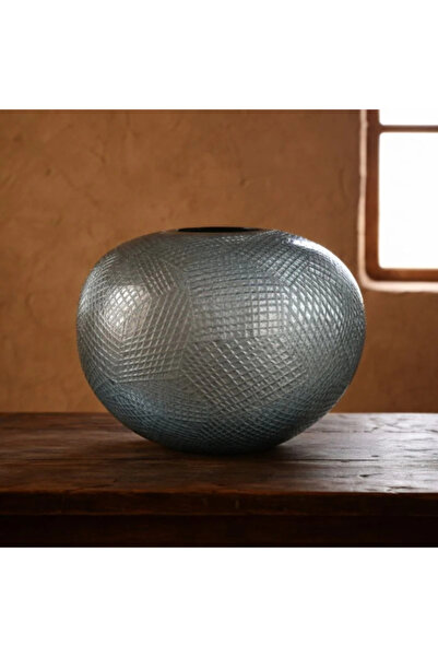 Generic Brand Gc-24/1731 Patterned Glass Vase - 35X24 cm - Gray